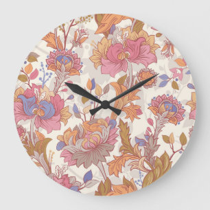 Dekorative Pfingstrosen: farbenfrohes Blumenmuster Große Wanduhr