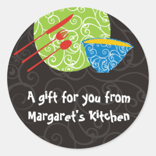 Dekorative Plattenschüsselgeräte von meiner Küc Runder Aufkleber