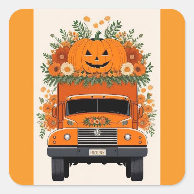 Dekorative Pumpkin Square Stickers (Vorderseite)