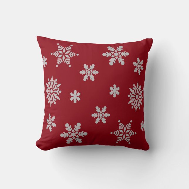 Dekorative Red Crystal Snowflake Frohe Weihnachten Kissen (Vorderseite)