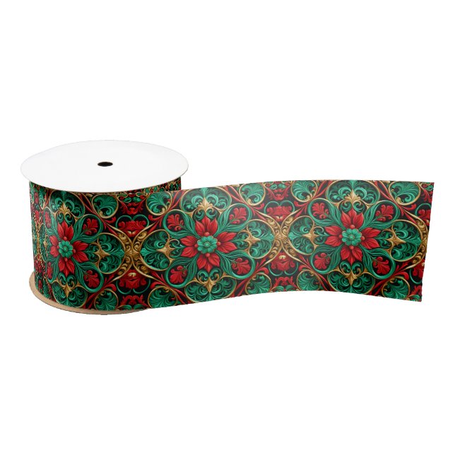 Dekorative Red Green Holiday Satin Ribbon Satinband (Spule)