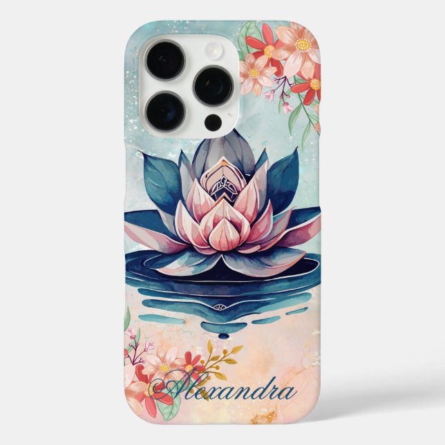 Dekorative Reinheit - Rosa und grüner Lotus Case-Mate iPhone Hülle (Rückseite)
