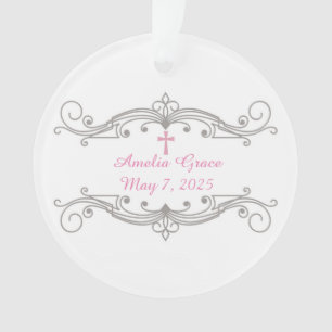 Dekorative Rolle-Verzierung, rosa Kreuz, religiös Ornament