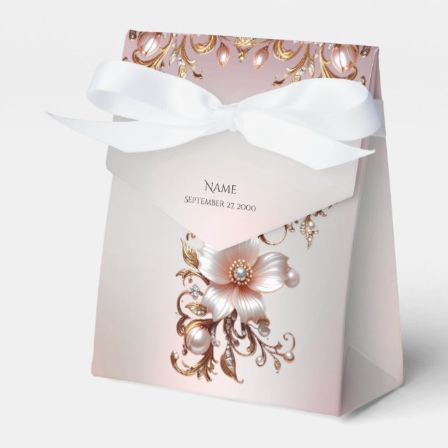 Dekorative rosa Blumen Geschenkbox Geschenkschachtel (Vorderseite)