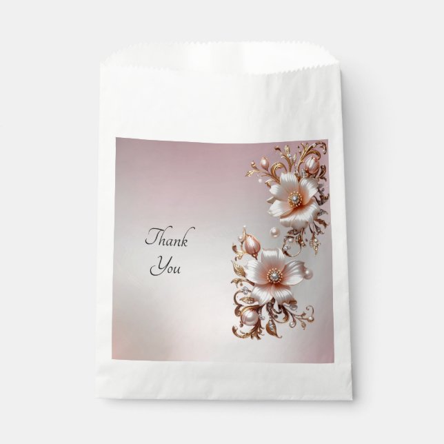 Dekorative rosa Blumen Geschentüte Geschenktütchen (Vorderseite)