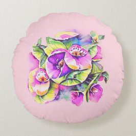 Dekorative rosa Blumen Rundes Kissen