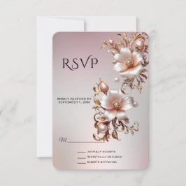 Dekorative rosa florale Antwortkarte RSVP Karte
