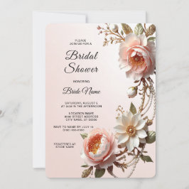 Dekorative rosa und weiße Blumen Brautparty Einladung