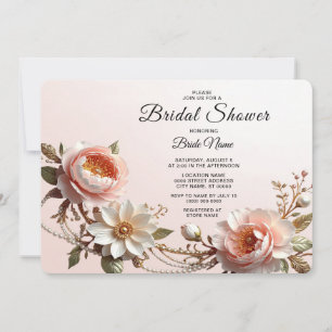 Dekorative rosa und weiße Blumen Brautparty Einladung