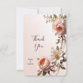 Dekorative rosa und weiße Blumen Dankeschön-Karte Dankeskarte
