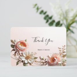 Dekorative rosa und weiße Blumen Dankeskarten Dankeskarte