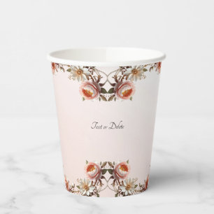 Dekorative rosa und weiße Blumen-Papierbecher Pappbecher