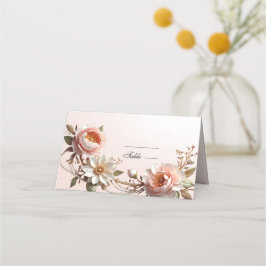 Dekorative rosa und weiße Blumen Platzkarte