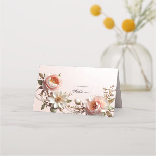 Dekorative rosa und weiße Blumen Platzkarte