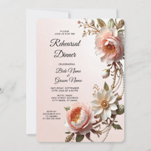 Dekorative rosa und weiße Blumen Probeessen Einladung