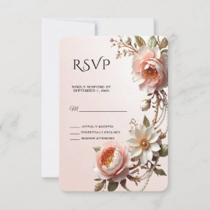 Dekorative rosa und weiße Blumen RSVP-Karte RSVP Karte