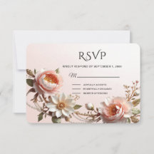 Dekorative rosa und weiße Blumen RSVP-Karte