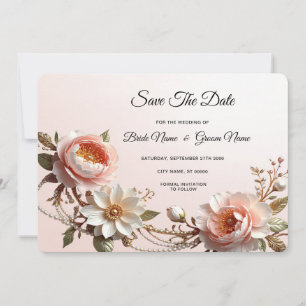 Dekorative rosa und weiße Blumen Save The Date