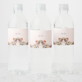 Dekorative rosa und weiße Blumen Wasserflasche  Wasserflaschenetikett