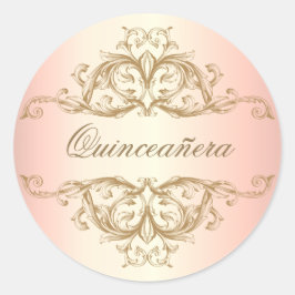 Dekorative Rose Gold Quinceanera Runder Aufkleber