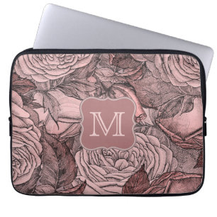 Dekorative Rose Rosa Monogramm Laptopschutzhülle