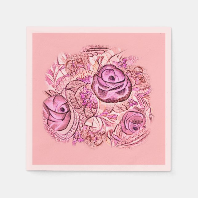 Dekorative Rosen und Spitzen Serviette (Vorderseite)