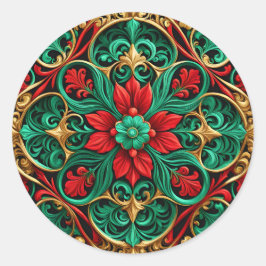 Dekorative Rot-Grün-Feiertagsaufkleber Runder Aufkleber