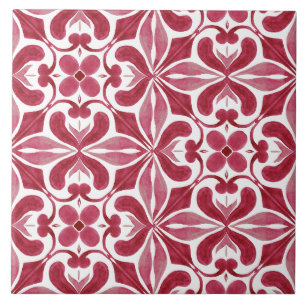 Dekorative rote Azulejo-Fliesen-Patchwork-Muster Fliese