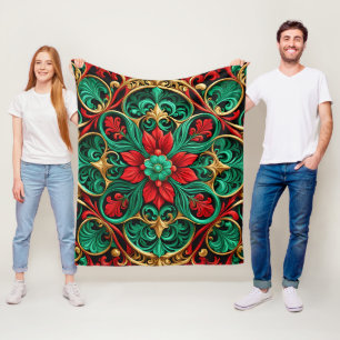 Dekorative rote grüne Feiertags-Fleece-Decke Fleecedecke