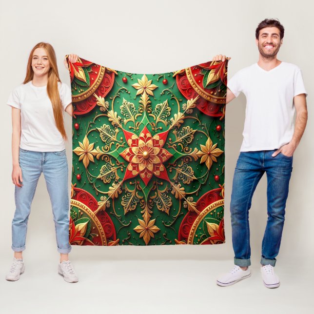 Dekorative rote grüne Fleece-Decke Fleecedecke (Beispiel)