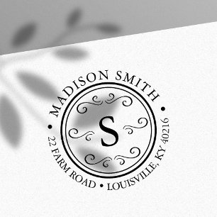 Dekorative Rundkreis-Monogrammadresse Permastempel