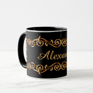 Dekorative Schwarz/Golden Tasse mit Ihrem Namen