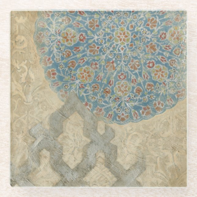 Dekorative Silber Tapestyle-Blumenarrangements Glasuntersetzer (Vorderseite)