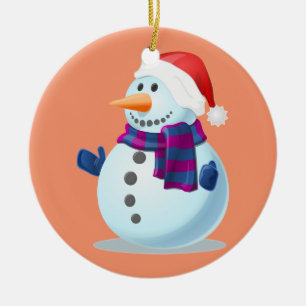 Dekorative Snowmen Santa Claus Orange Green Keramikornament