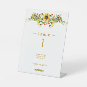 Dekorative Sommer-Blume Hochzeit Tischnummer Sockelschild