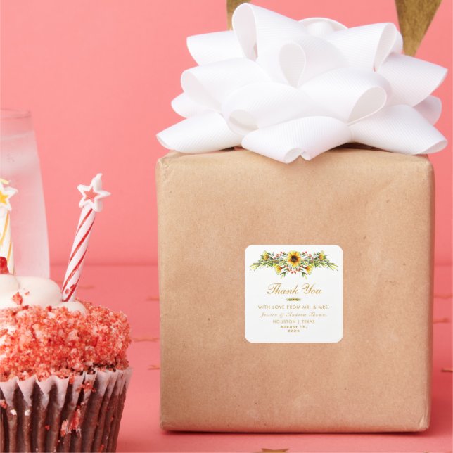 Dekorative Sommerhochzeit-Blume Quadratischer Aufkleber (Party)