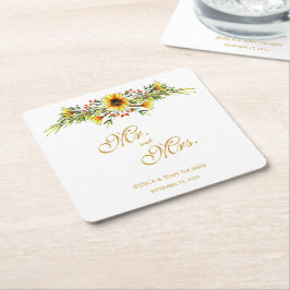 Dekorative Sommerhochzeit-Blume Rechteckiger Pappuntersetzer