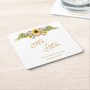 Dekorative Sommerhochzeit-Blume Rechteckiger Pappuntersetzer