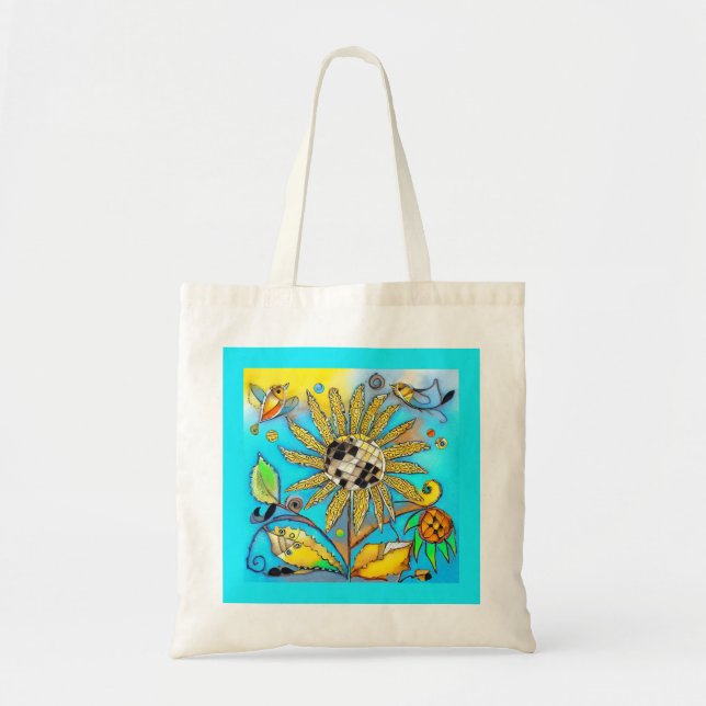 Dekorative Sonnenblume Tragetasche (Vorne)