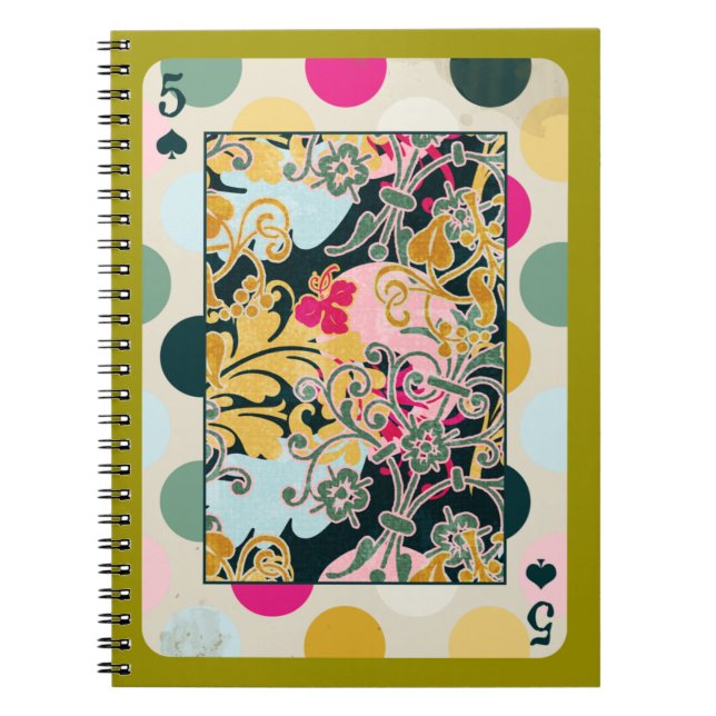 DEKORATIVE SPIELKARTEN RUNDPATTER FÜNF RÜCKEN NOTIZBLOCK (Vorderseite)