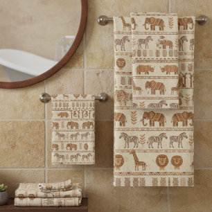 Dekorative Stammesgrenze Safari ID1243 Badhandtuch Set