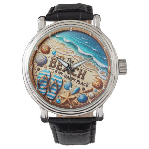 Dekorative Strand-Muscheln und Sand-Design Armbanduhr