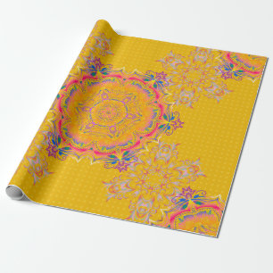 Dekorative Symmetrie Arabesque. Beige, rosa und ge Geschenkpapier