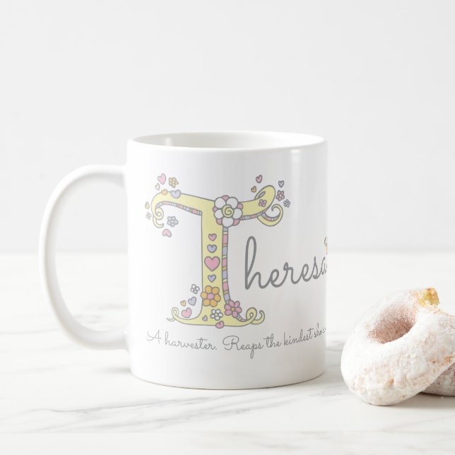 Dekorative T Monogramm-Tasse Kaffeetasse (Mit Donut)