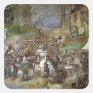 Dekorative Tafel, die Paris darstellt Quadratischer Aufkleber