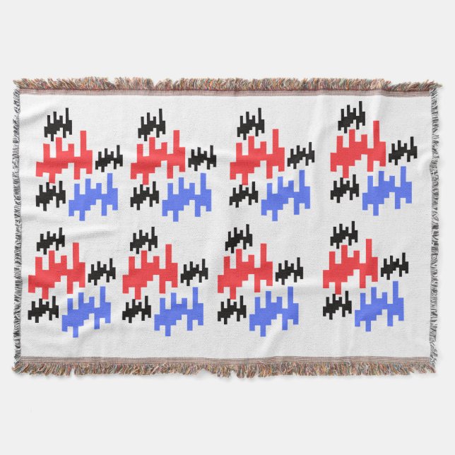 dekorative Tagesdecke rote und blaue Pixel; Decke (Vorderseite)