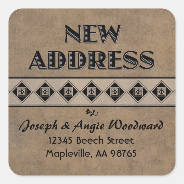 Dekorative Tan Custom New Address Stickers (Vorderseite)