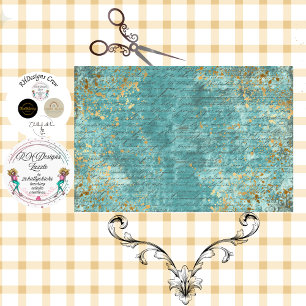 Dekorative Teal-Gold-Textur-Faux-Hintergrund Seidenpapier