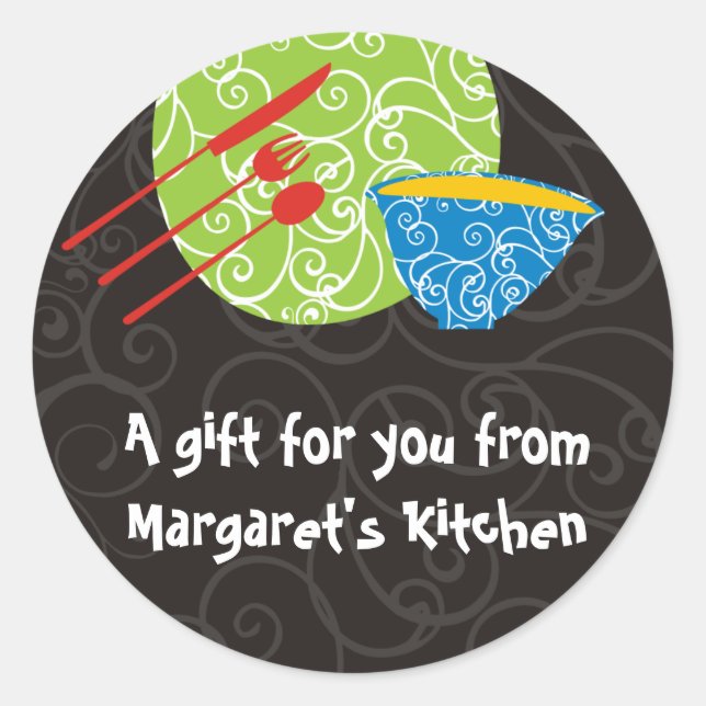 Dekorative Tellergeschirr aus meiner Küche ... Runder Aufkleber (Vorderseite)