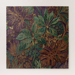 Dekorative tropische Monstera-Blätter Purpurgrün  Puzzle
